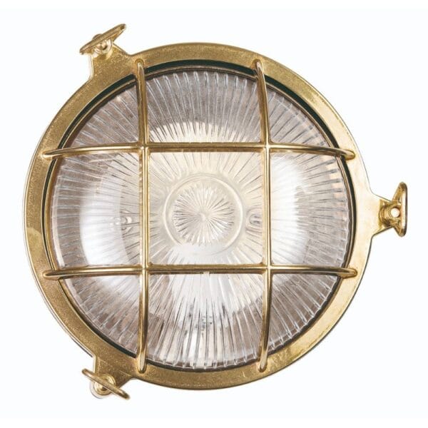 Wandlamp, bull-eye rond. Messing