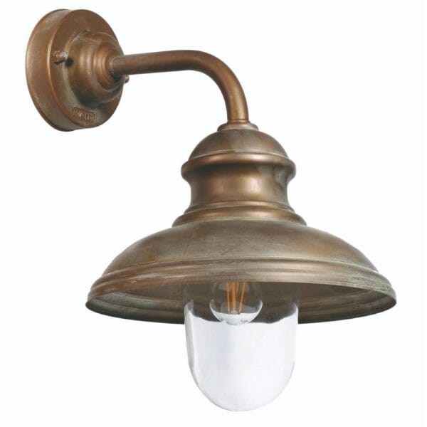 Wandlamp boog kort. Verkoperd messing.