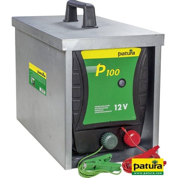 P100, Schrikdraadapparat voor 12 V accu met afgesloten draagbox Compact
